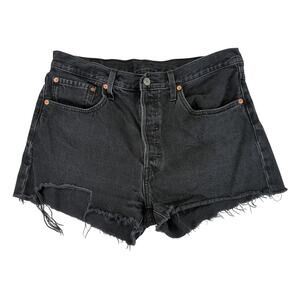 Levis 501 Original High Rise Cut Off Denim Shorts Black Magic Womens Size‎ 31